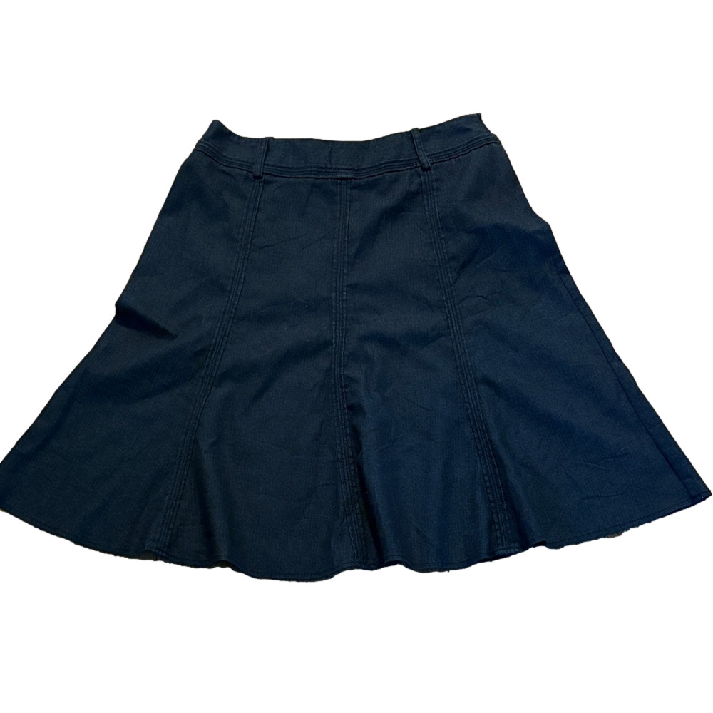 Larry Levine Stretch Denim Skirt A Line Side Zip Black 12